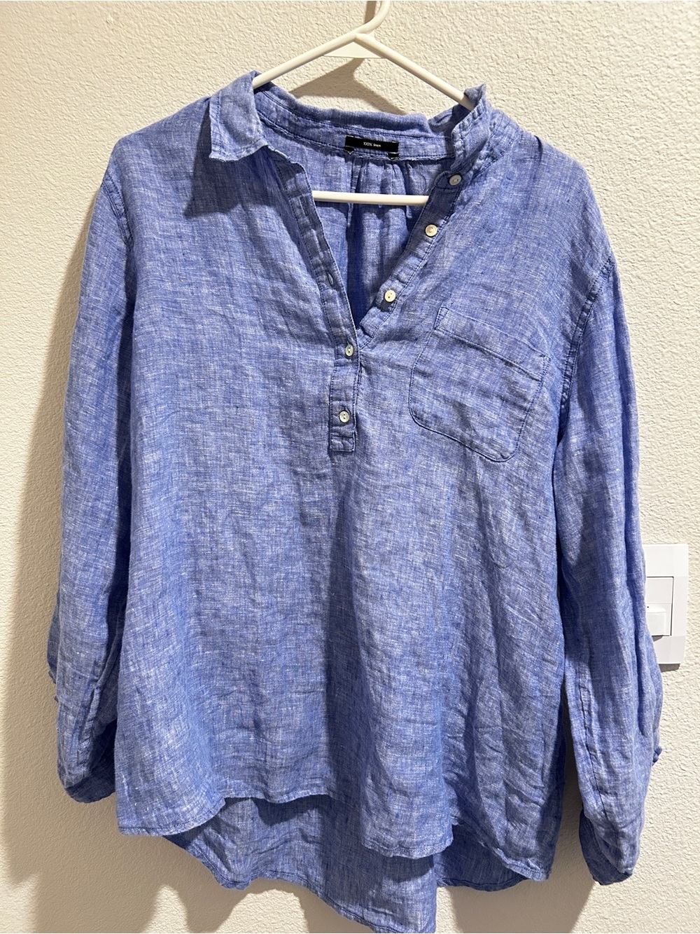 Blue Linen Long-Sleeve linen Shirt
